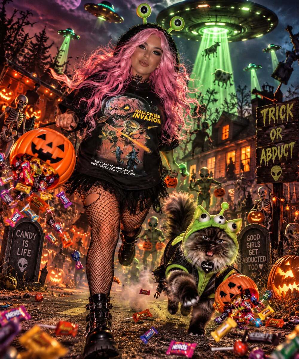 ICavity Colors Halloween Invasion Spookbag T-Shirt Size M Black